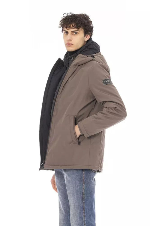 Baldinini Trend Chic Beige Long Jacket with Monogram Men's Detail