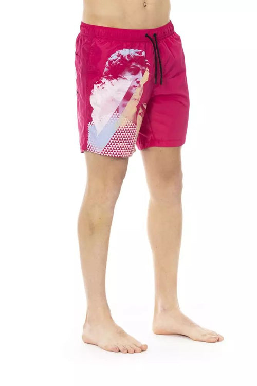 Bikkembergs Fuchsia Swim Shorts with Side Print Men's Detail