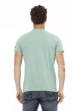 Trussardi Action Emerald Hued Casual Tee with Front Men's Print