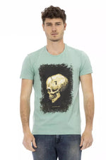 Trussardi Action Emerald Hued Casual Tee with Front Men's Print