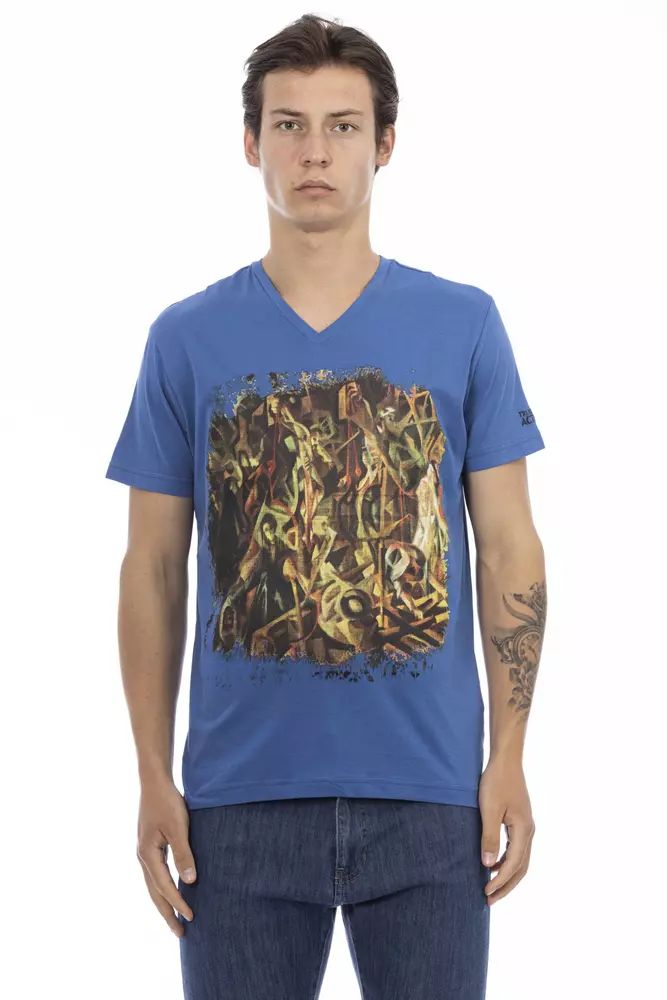 Trussardi Action Chic V-Neck Tee with Front Men's Print