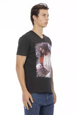 Trussardi Action V-Neck Cotton-Blend T-Shirt with Graphic Men's Print