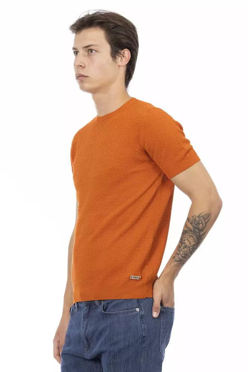 Baldinini Trend Chic Orange Short Sleeve Cotton Men's Sweater
