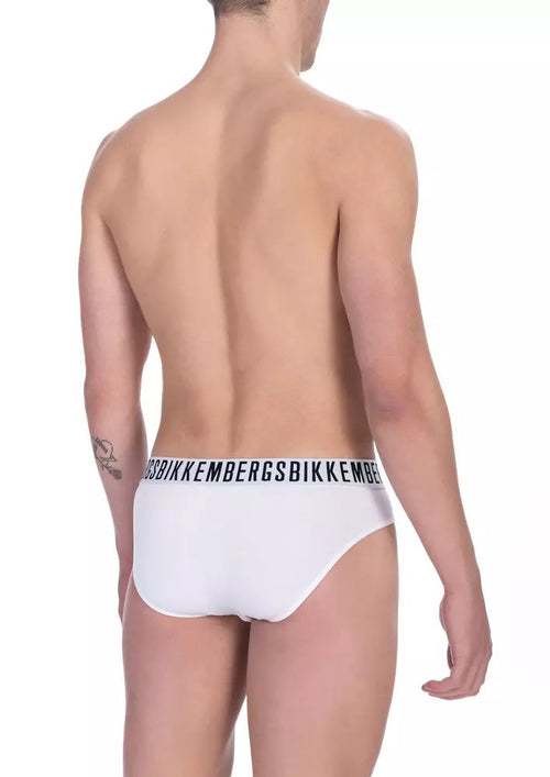 Bikkembergs Chic White Cotton Blend Briefs Men's Bi-Pack