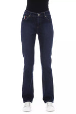 Baldinini Trend Chic Blue Cotton Blend Jeans with Tricolor Women's Detail