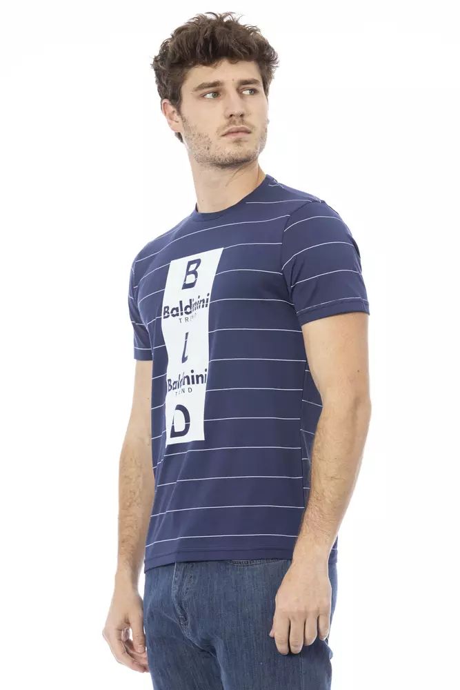 Baldinini Trend Chic Blue Cotton Tee with Front Men's Print
