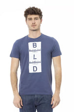 Baldinini Trend Chic Blue Cotton Tee with Front Men's Print