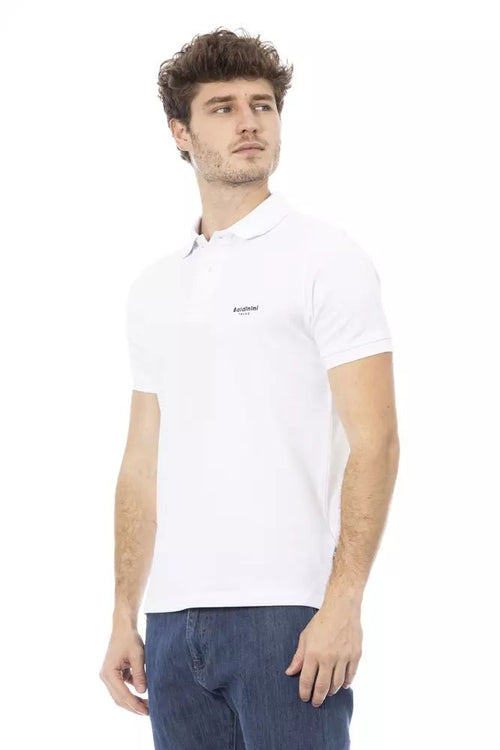 Baldinini Trend Chic White Embroidered Polo with Short Men's Sleeves