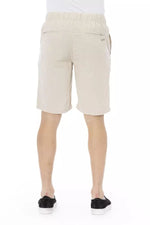 Baldinini Trend Beige Cotton Bermuda Shorts with Drawstring Men's Closure