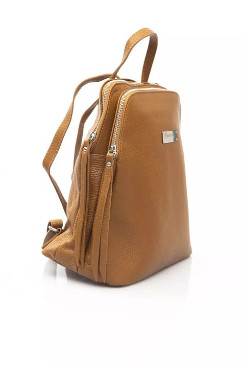Baldinini Trend Chic Beige Leather Backpack for Style on the Women's Go