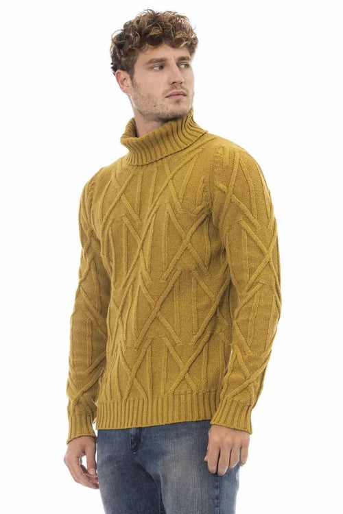 Alpha Studio Chic Yellow Turtleneck Men's Sweater
