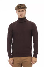 Alpha Studio Merino Wool Turtleneck Sweater - Elegant Men's Brown