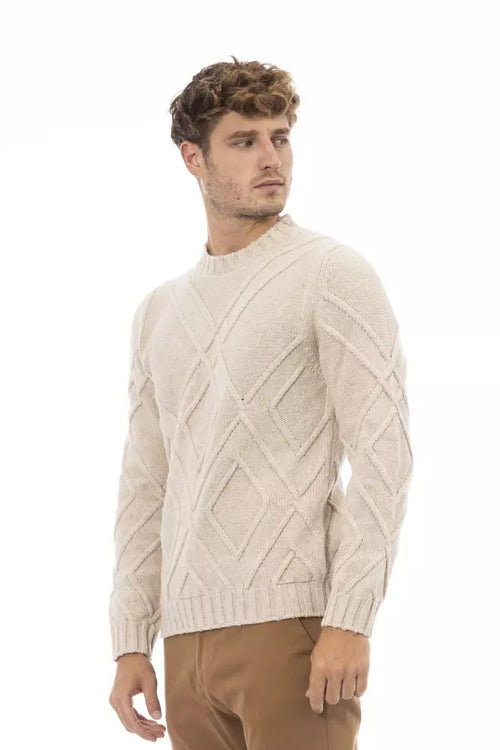 Alpha Studio Sophisticated Crewneck Sweater in Beige Men's Tone