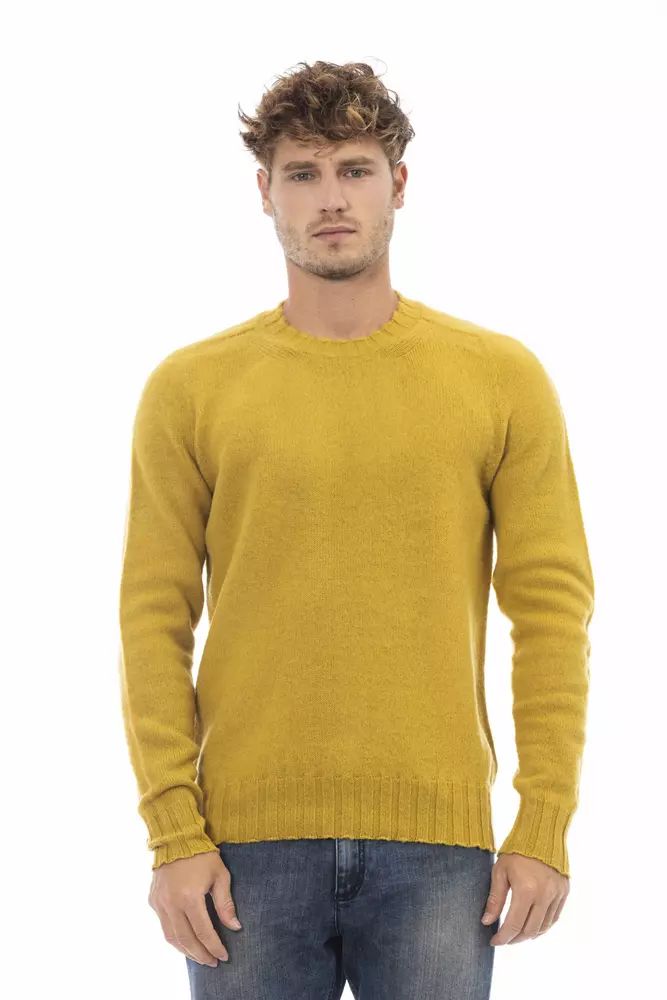 Alpha Studio Radiant Yellow Crewneck Woolen Men's Sweater