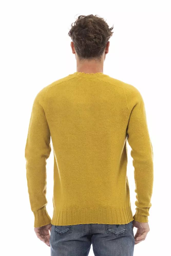 Alpha Studio Radiant Yellow Crewneck Woolen Men's Sweater