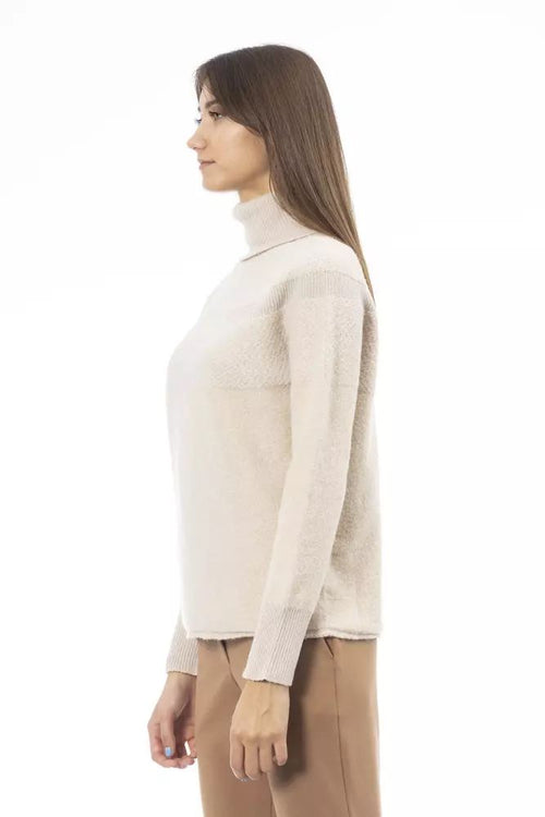 Alpha Studio Elegant Beige Turtleneck Women's Sweater