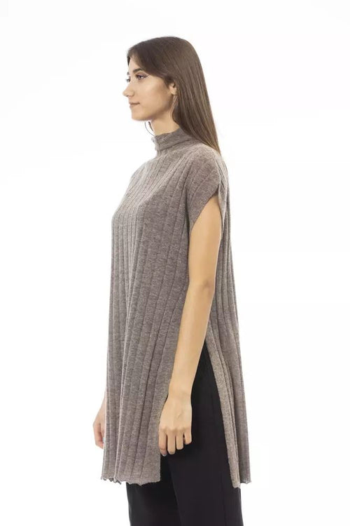 Alpha Studio Chic Alpaca Blend Turtleneck Sweater with Side Women's Slits