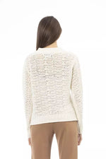 Alpha Studio Elegant Mock Neck Ivory Women's Sweater