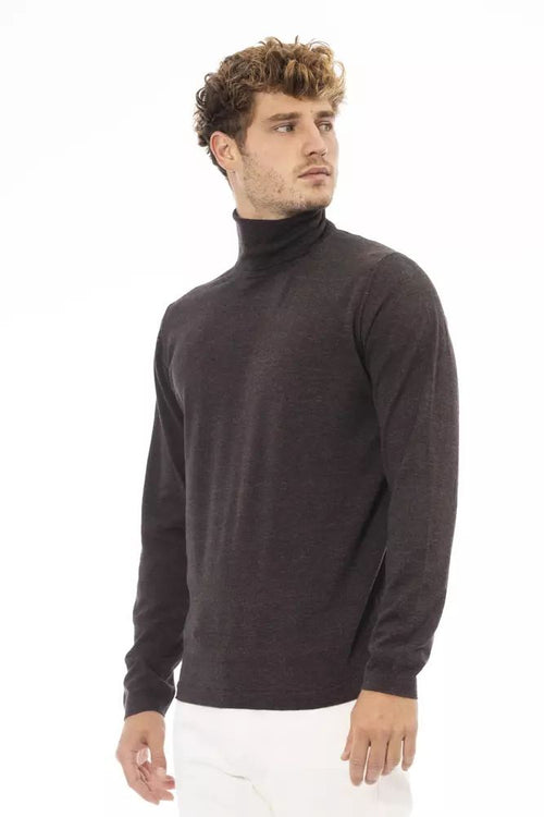 Alpha Studio Elegant Turtleneck Sweater in Rich Men's Brown