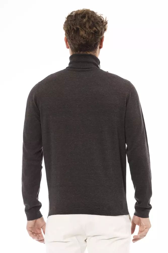 Alpha Studio Elegant Turtleneck Sweater in Rich Men's Brown