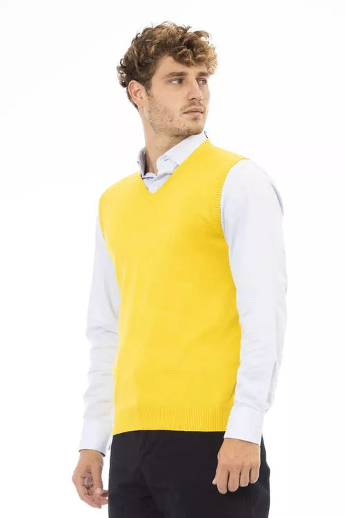 Alpha Studio Sleek V-Neckline Yellow Men's Vest