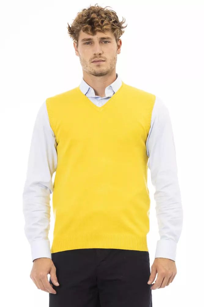 Alpha Studio Sleek V-Neckline Yellow Men's Vest