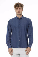 Distretto12 Chic Blue Slim Men's Italian Collar Men's Shirt