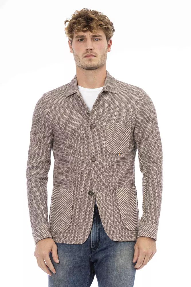 Distretto12 Elegant Beige Fabric Jacket for Men's Men