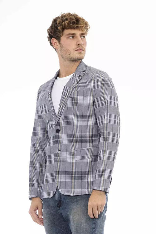 Distretto12 Elegant Blue Fabric Jacket with Classic Men's Appeal