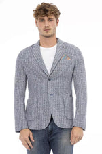 Distretto12 Elegant Cotton-Linen Blend Blue Men's Jacket