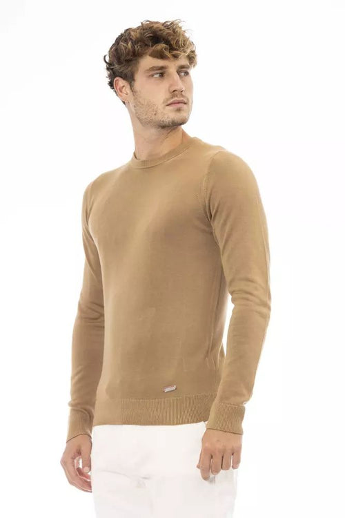 Baldinini Trend Beige Modal-Cashmere Crew Neck Men's Sweater