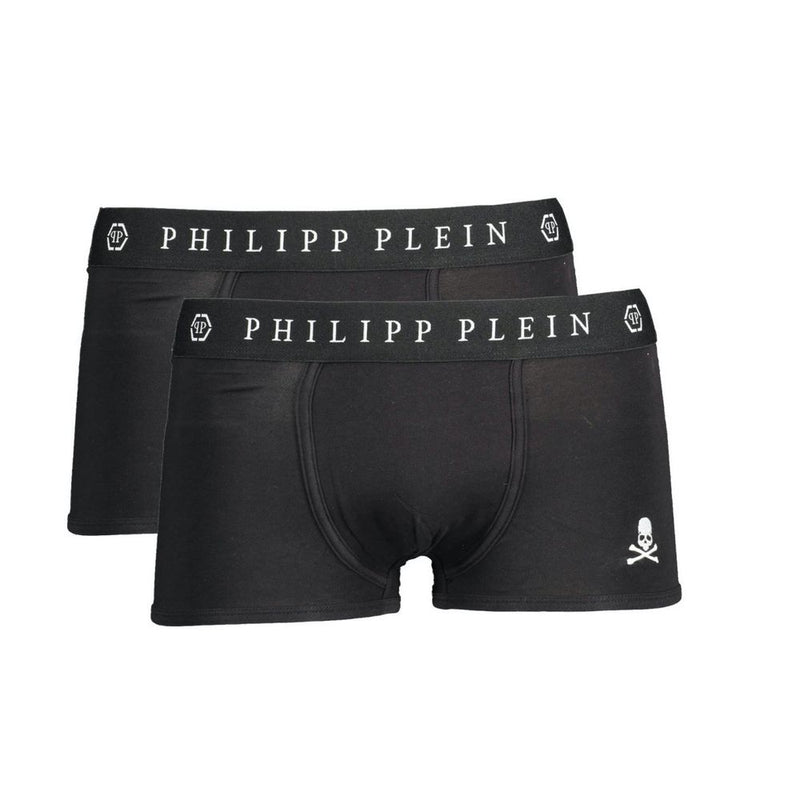 Philipp Plein Sleek Black Cotton Boxer Men's Duo