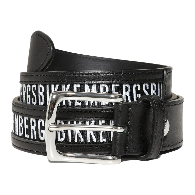 Bikkembergs Sleek Black Calfskin Leather Men's Belt