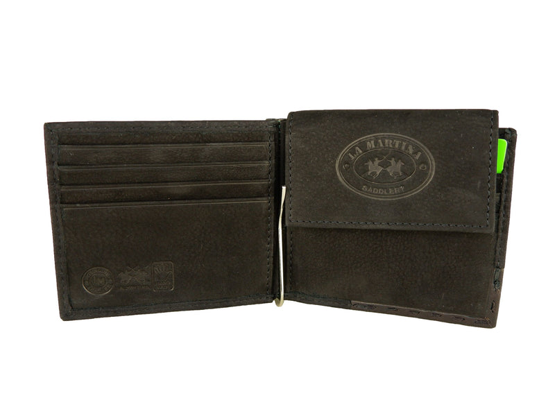 La Martina Elegant Black Leather Wallet for Men's Men