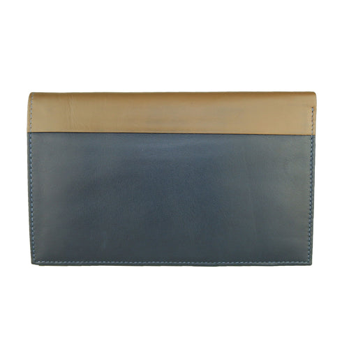 Cavalli Class Elegant Blue and Beige Leather Men's Wallet