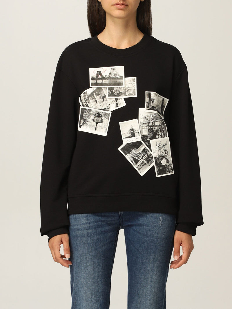Love Moschino Chic Black Sweatshirt with Designer Women's Emblem