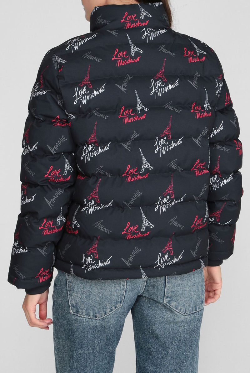 Love Moschino Chic Black Zip Jacket with Iconic Women's Design