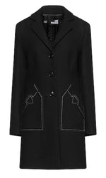 Love Moschino Chic Wool Blend Black Coat with Heart Women's Detail