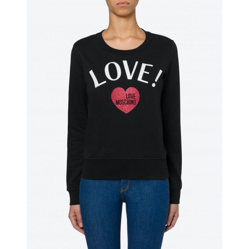 Love Moschino Chic Glitter Heart Cotton Women's Sweatshirt