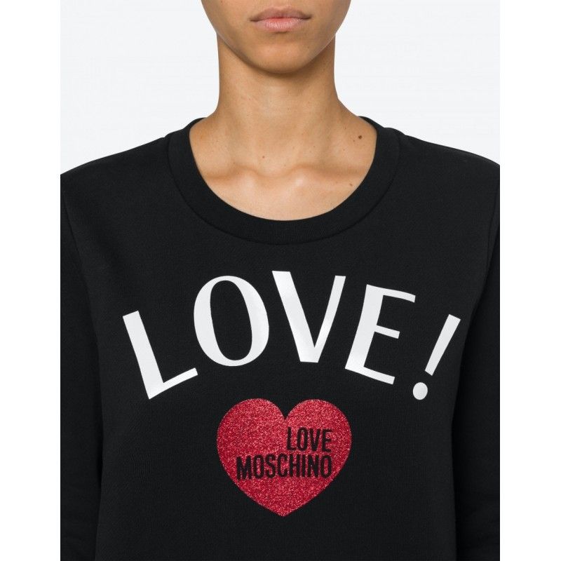 Love Moschino Chic Glitter Heart Cotton Women's Sweatshirt
