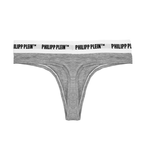 Philipp Plein Chic Gray Logo-Banded Women's Thongs - 2 Women's Pack
