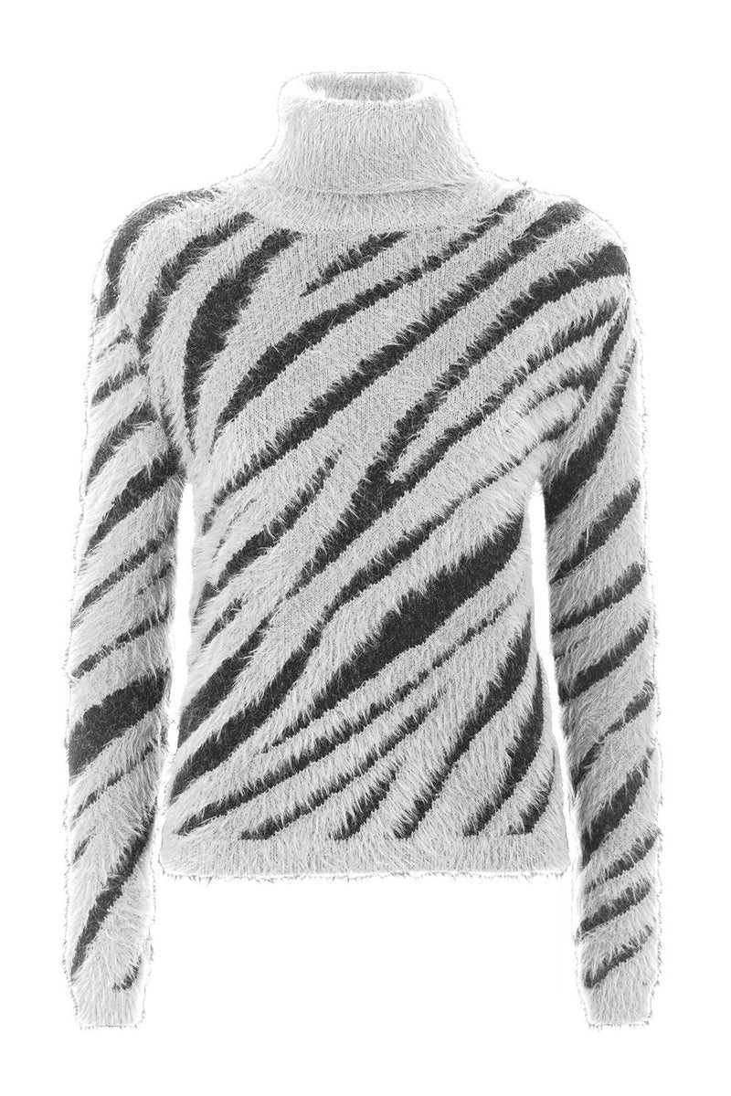 Imperfect Chic High Collar Stripe Women's Sweater