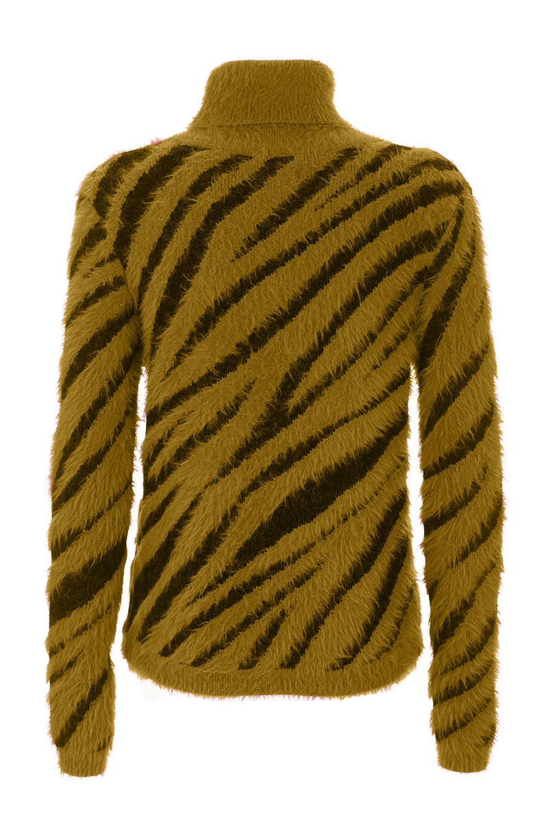 Imperfect Elegant Striped High Collar Women's Sweater