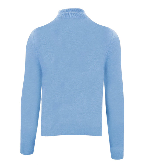 Malo Elegant Ice Blue Cashmere High Collar Men's Sweater