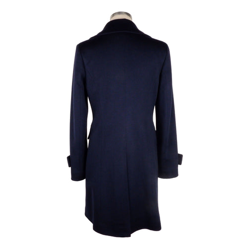 Made in Italy Elegant Blue Virgin Wool Ladies Women's Coat