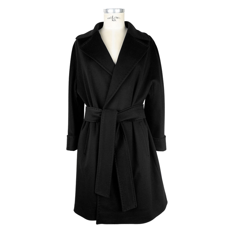 Made in Italy Elegant Black Virgin Wool Women's Women's Coat