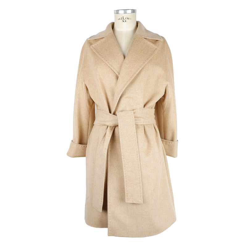 Made in Italy Elegant Beige Wool Women's Women's Coat