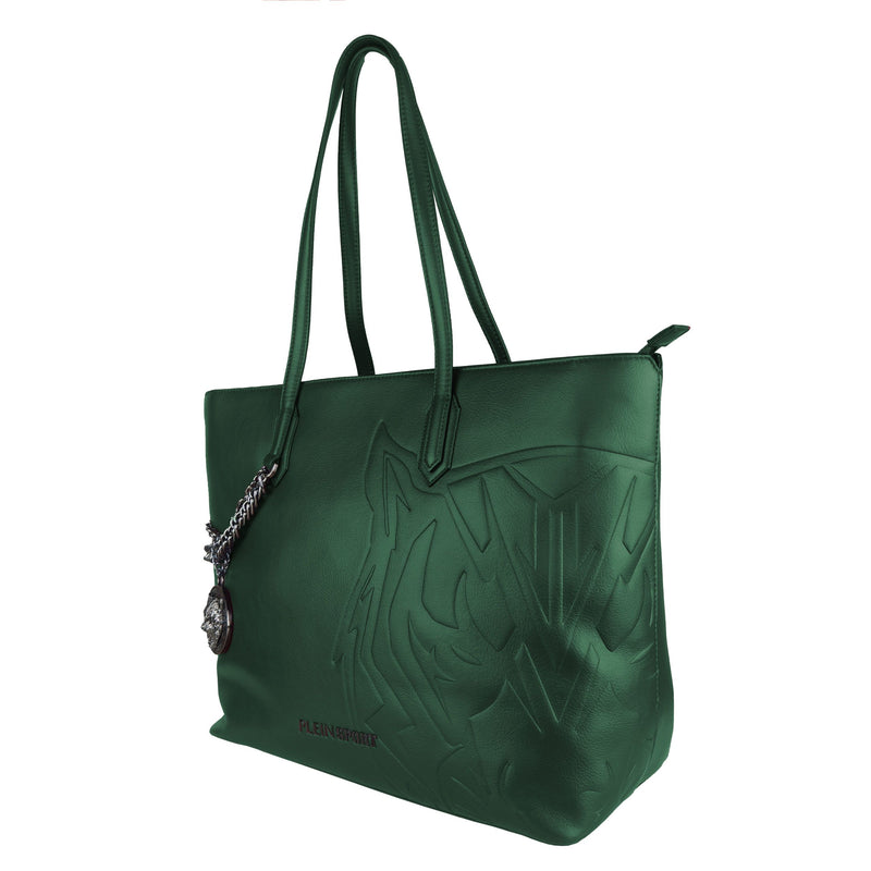 Plein Sport Eco-Leather Chic Dark Green Shopping Women's Bag