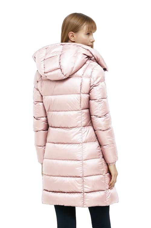 Refrigiwear Elegant Pink Long Down Jacket with Maxi Women's Hood