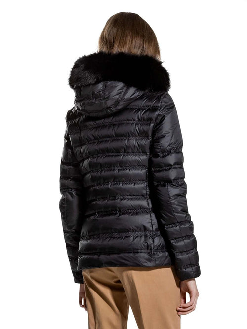 Peuterey Elegant Black 2-Pocket Jacket with Fox Fur Women's Hood